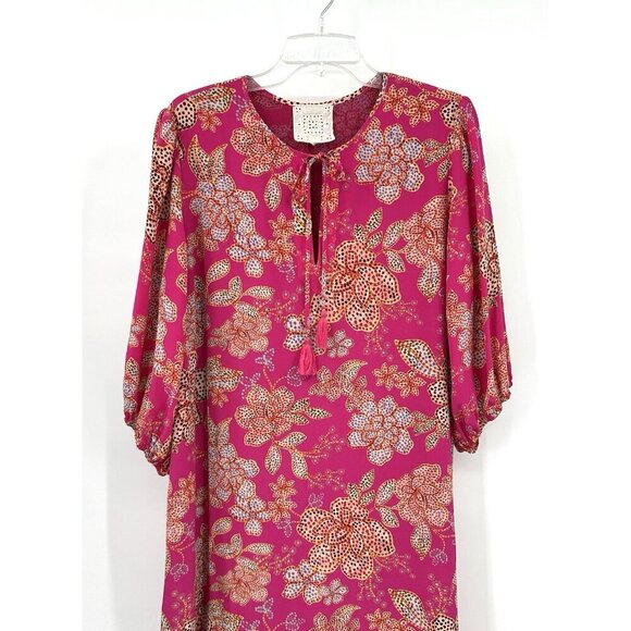 JOHNNY WAS JADE vesna dress tunic mini 100% silk pink multi floral boho S - Picture 6 of 10